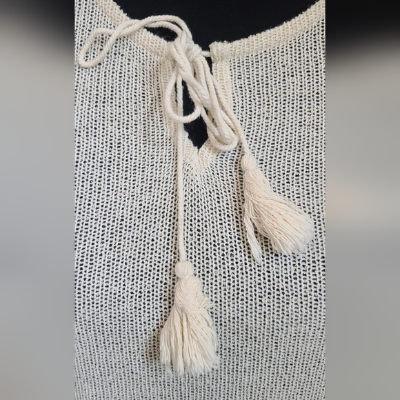 Blue Pepper Ivory Knit Sleeveless Tank Top with Lace Trim - Picture 4 of 7